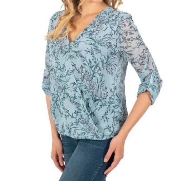 Kut from the Kloth Tops - KUT from the Kloth Floral Print Blouse Long Sleeve Blue Size M